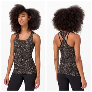 Lululemon Cool Racerback Tank Top Size 8 Black Equalized Multi
